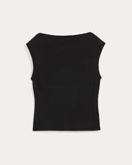 Boat-Neck Ribbed Knit | Black