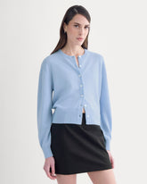 Cashmere Cropped Cardigan | Open Air Blue