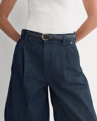 High-Rise Pleated Culotte | Dark Rinse