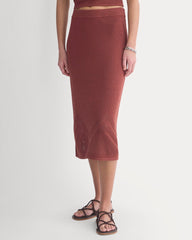 Lace-Knit Maxi Skirt | Henna Red