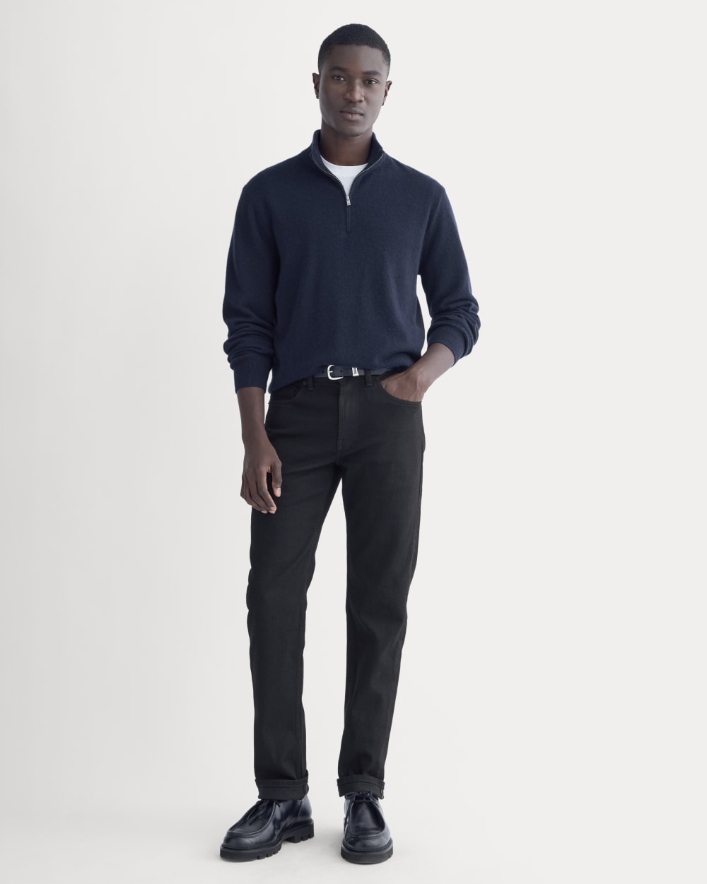 Cashmere Quarter Zip Sweater | Navy