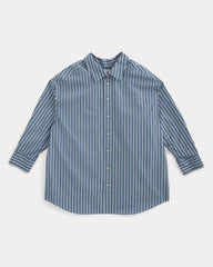 Back-Tie Oversized Shirt in Washed Poplin | Dutch Blue / Bone