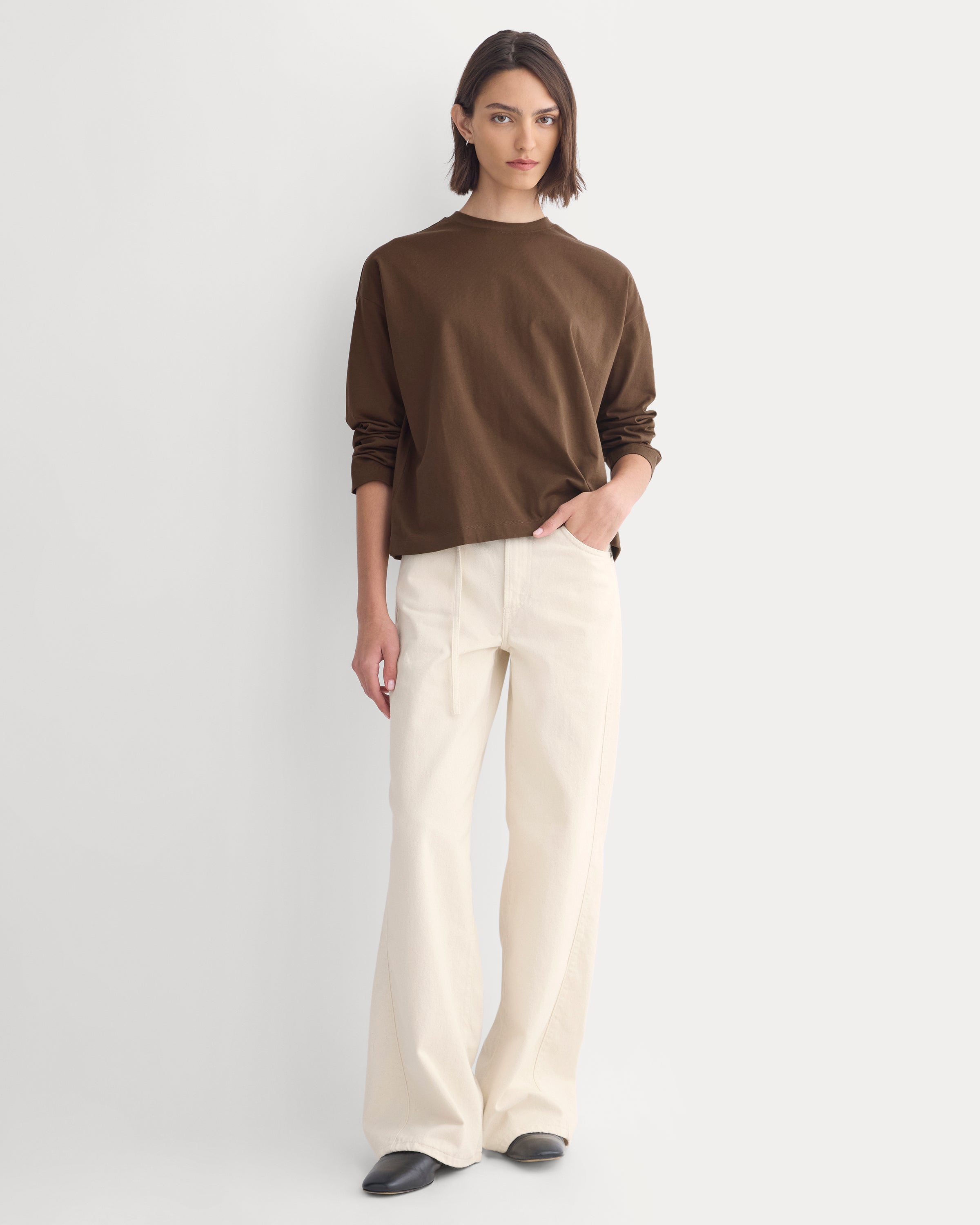 Forever Jersey Boxy Long-Sleeve Crew | Cocoa