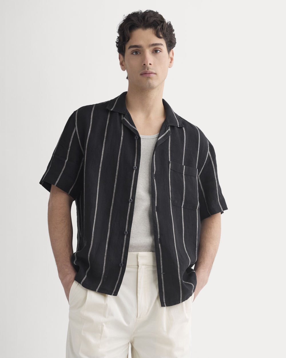 Linen Resort Shirt | Black / Bone