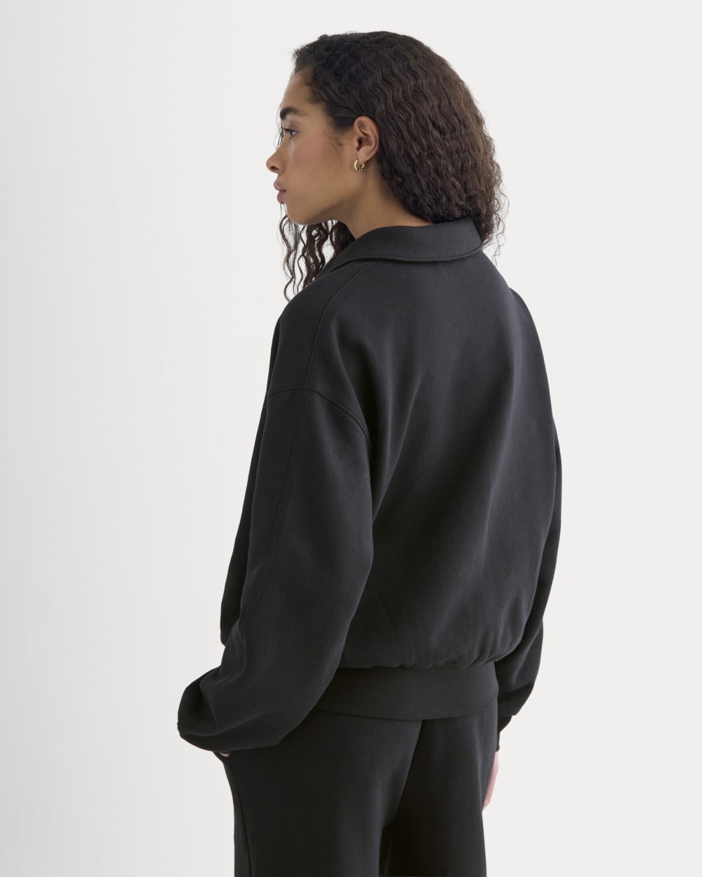Lightweight Terry Polo Sweatshirt | Black