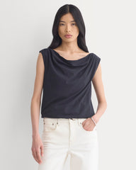 Boatneck Twisted Top in Essential Cotton | Black